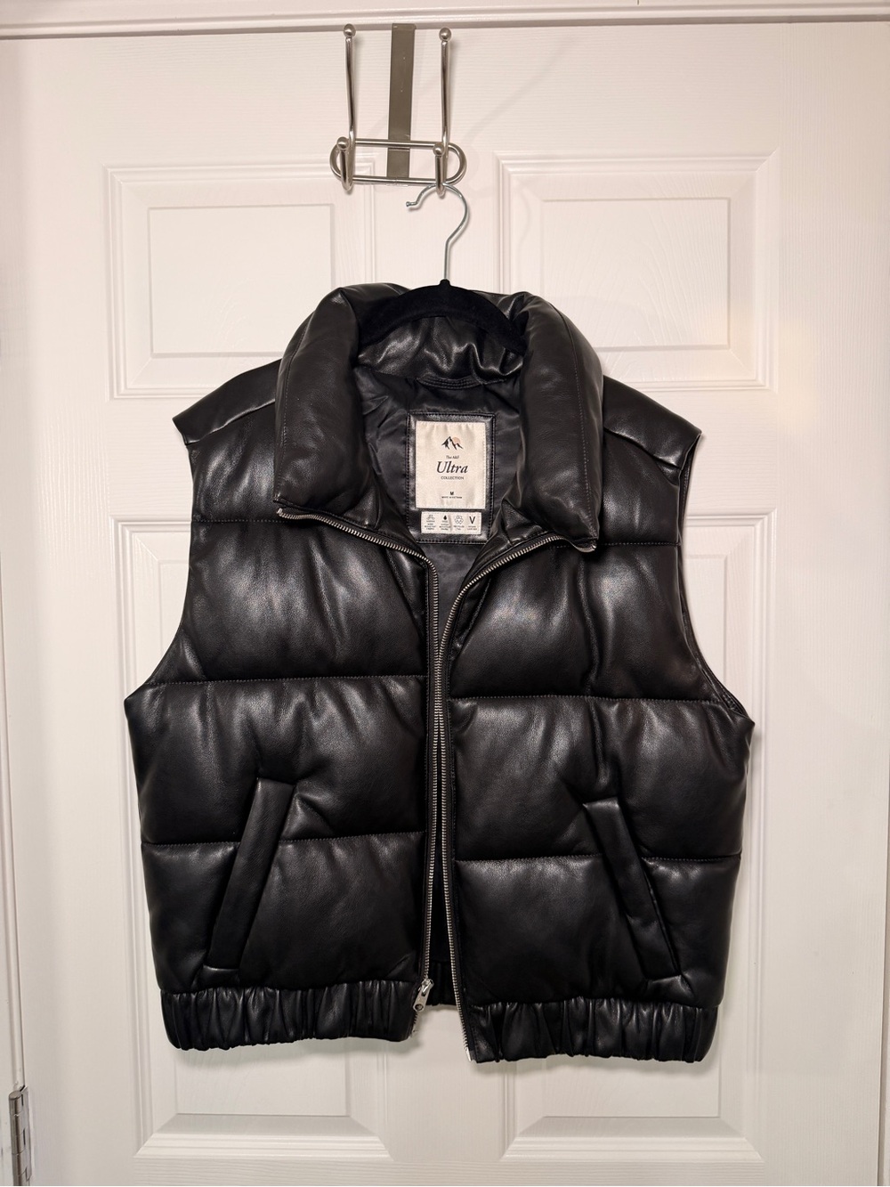 Abercrombie & Fitch Black Puffer Vest - Womens Quilted Faux Leather Vest